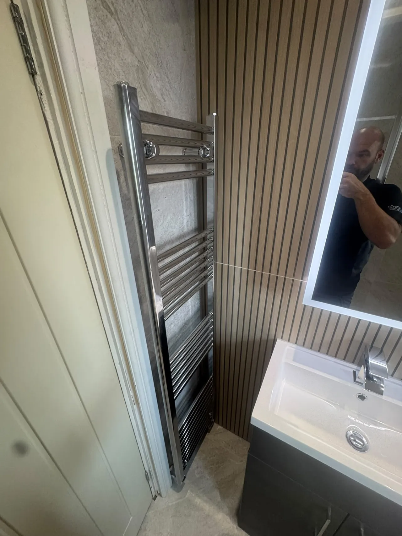 Designer towel radiator installed by DPB Plumbing & Bathrooms, Wigan - completed project 8