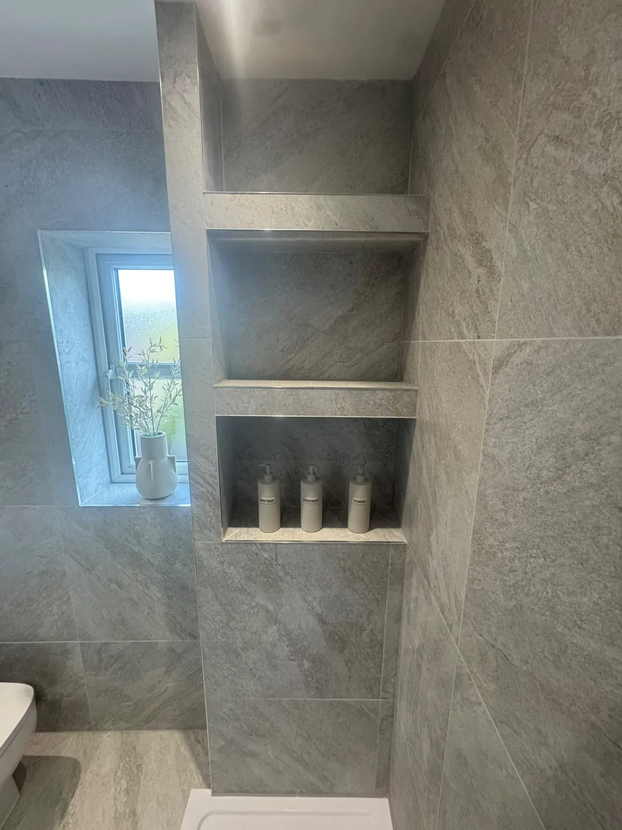 Bathroom wall and floor tiling completed by DPB Plumbing & Bathrooms, Wigan - completed project 1